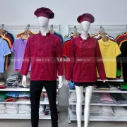 Áo bếp tay dài đỏ trơn