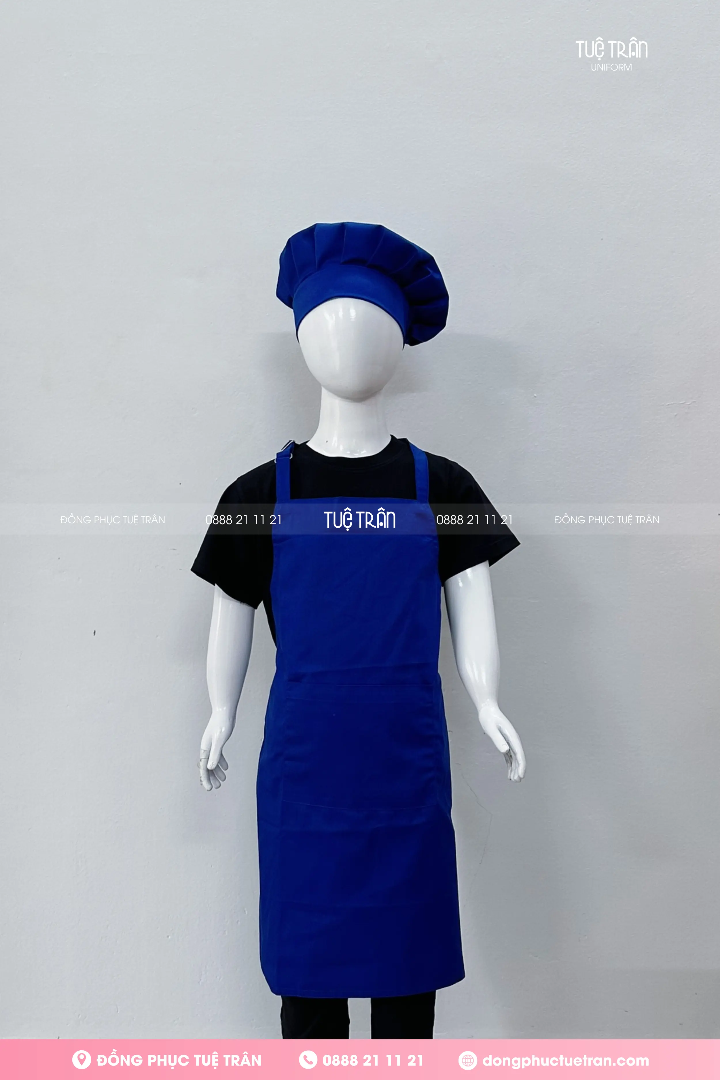 Nón bếp trẻ em màu xanh bích